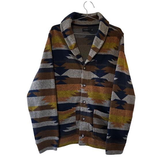 Junk Food Clothing Los Angeles Aztec Southwestern Cardigan Mens Size L Brown - Picture 1 of 11
